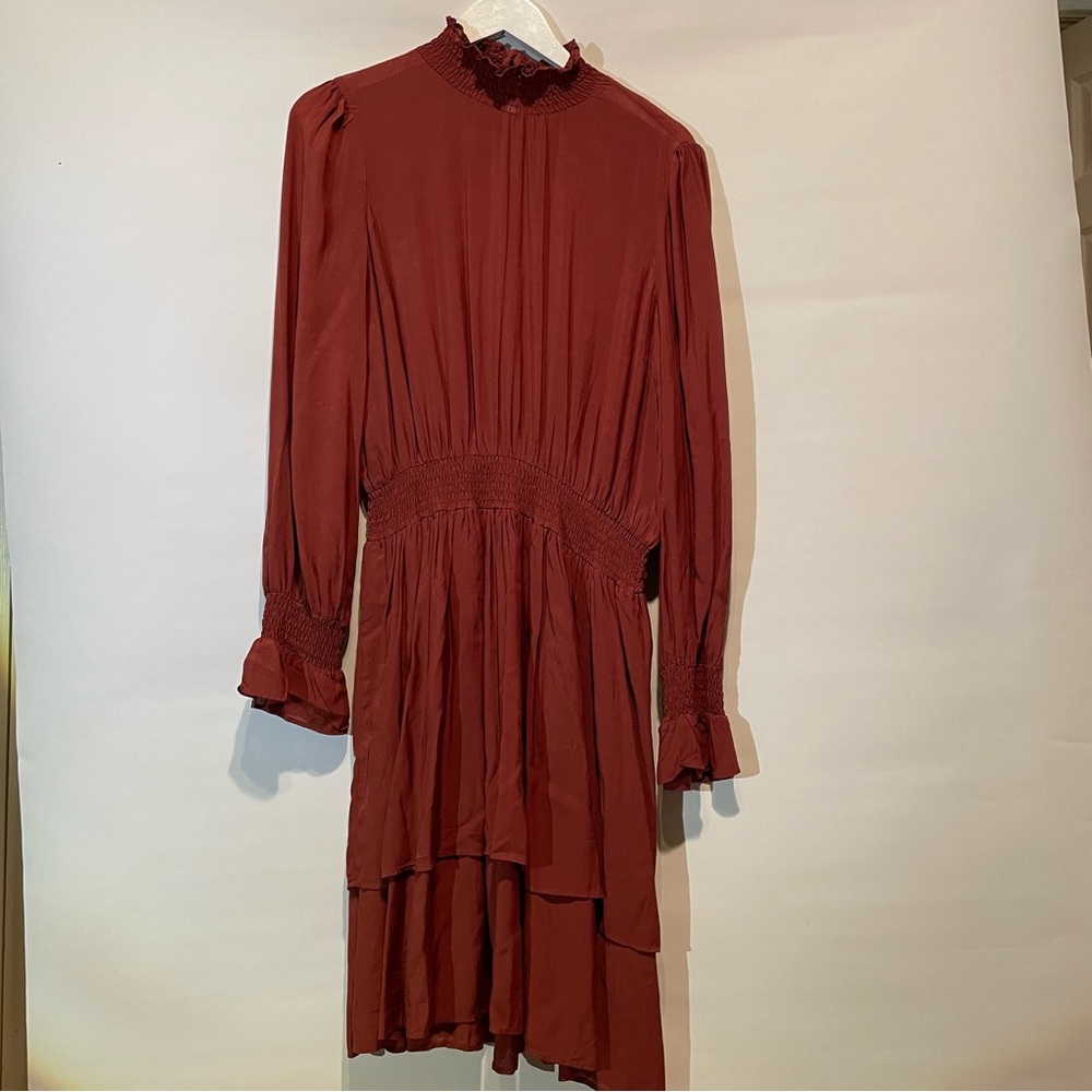 Long Sleeve Smocked Neck Dress (Crisscross back)